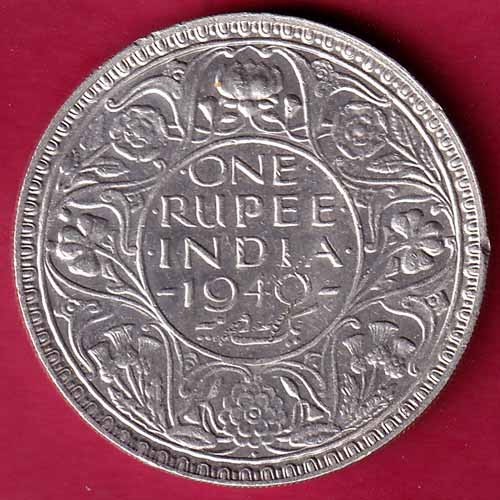BRITISH INDIA 1940 BOMBAY MINT GEORGE VI ONE RUPEE SILVER COIN–@HUB2246
