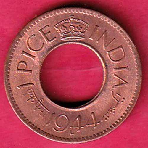 British india king george vi 1944 LAHORE MINT one pice copper coin–VA336