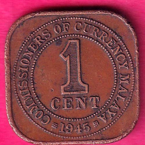 Commissioners of Currency Malaya 1945 One Cent  –@HUB2812