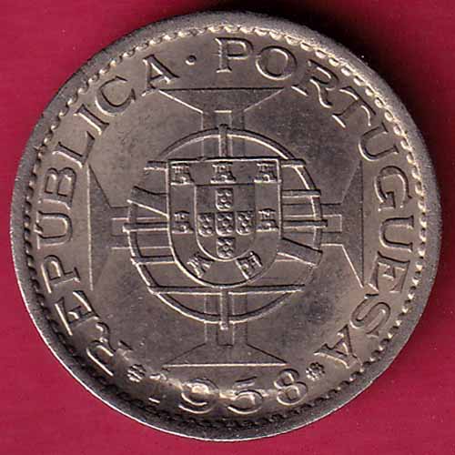 PORTUGUESE INDIA GOA 60 CENTAVOS 1958 COIN :- S2178