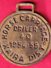 DRIVER TOKEN HORSE CARRIAGE KAIRA DIST. 1954-55 -VA252