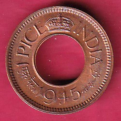 British india king bombay mint george vi 1945 one pice beautiful copper Coin– OO2268