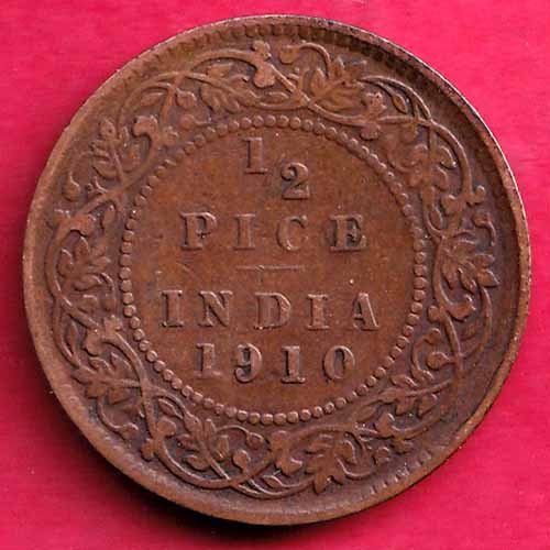 British india 1910 edward VII 1/2 PICE–@HUB2344