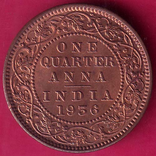British india 1936 George v one quarter anna copper coin@hub5015