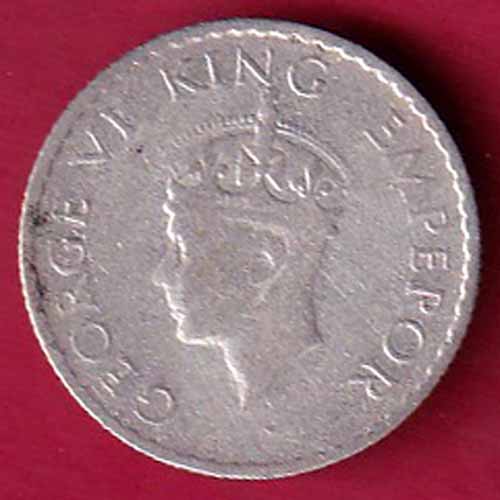 BRITISH INDIA 1940 BOMBAY MINT GEORGE VI 1/4 RUPEE BEAUTIFUL SILVER COIN– S2872