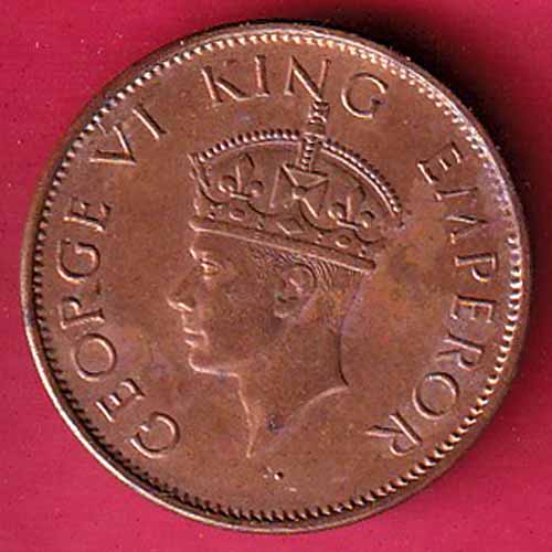 BRITISH INDIA 1940 GEOGR VI ONE QUARTER ANNA -VA265