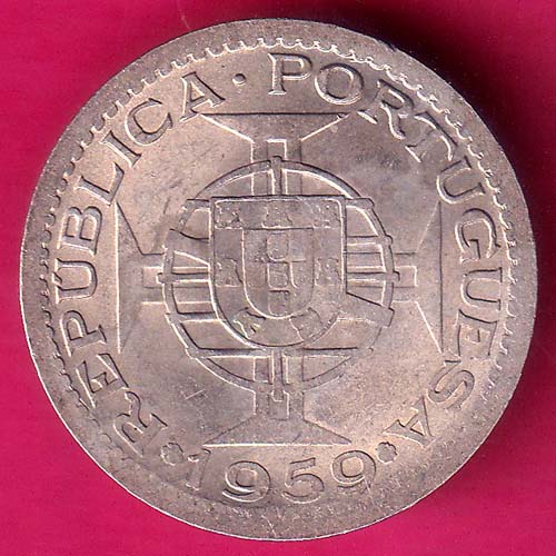 PORTUGUESE INDIA GOA 1 ESCUDO 1959 RARE COIN  :- OO1411