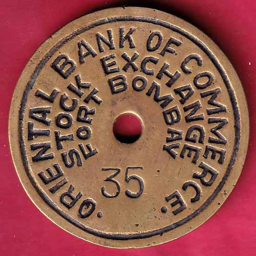 BANK TOKEN: ORIENTAL BANK OF COMMERCE STOCK EXCHANGE BOMBAY NO.35–@HUB2298
