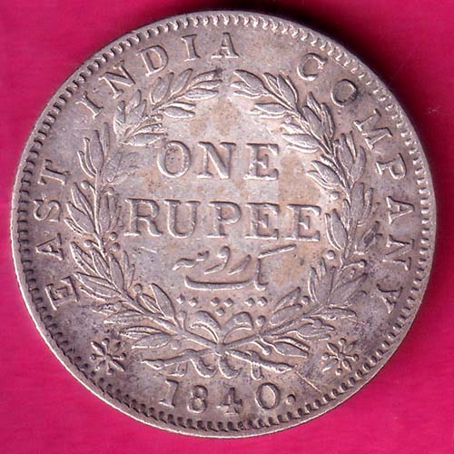 BRITISH INDIA 1840 VICTORIA QUEEN ONE RUPEE BEAUTIFUL SILVER COIN–@HUB338