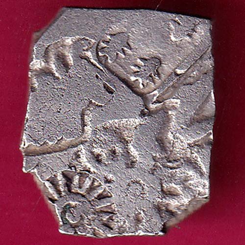 ANCIENT INDIA MAURYAN PERIOD ANIMAL STANDING MAGADH DYNASTY SILVER PUNCHMARK-GB97