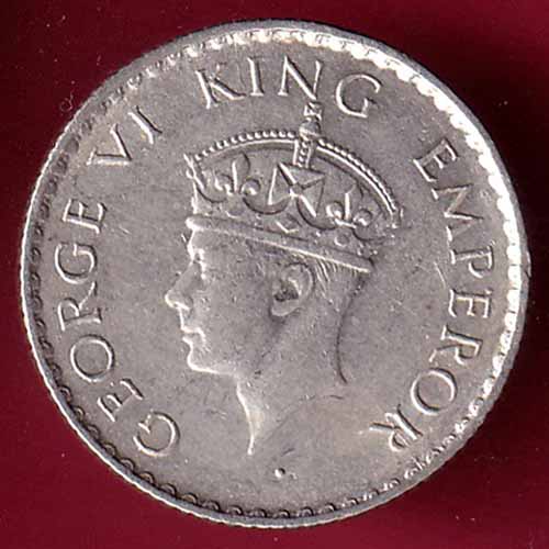 BRITISH INDIA 1940 GEORGE VI BOMBAY MINT 1/4 RUPEE SILVER COIN – S1926