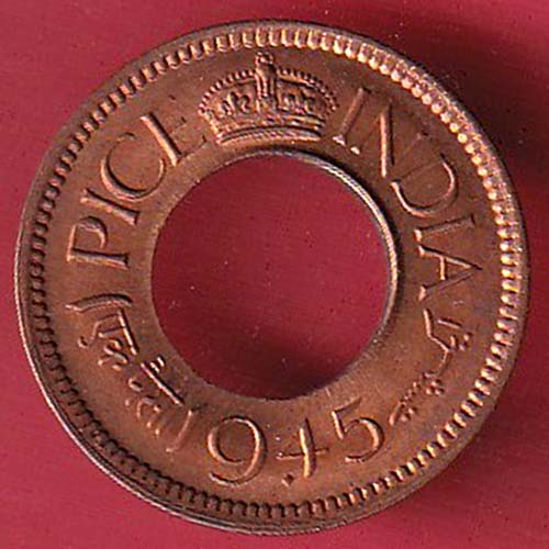 British india king george vi 1945 one pice beautiful copper Coin :- OO3308