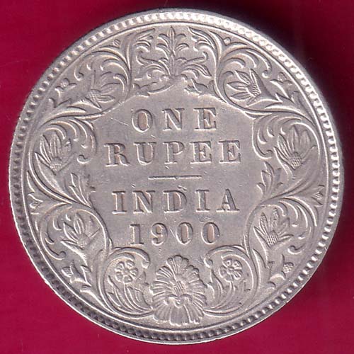 british india 1900 victoria empress one rupee silver coin–@HUB4205