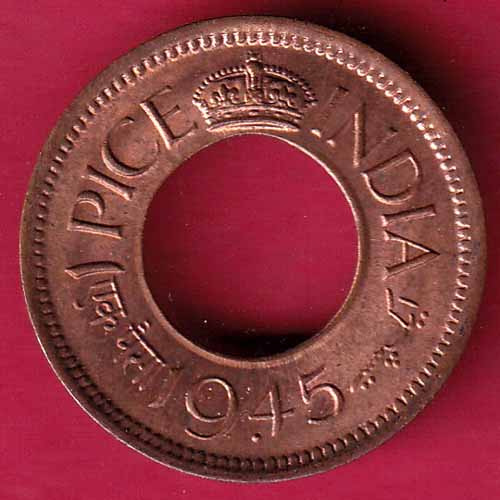 British india king bombay mint george vi 1945 one pice beautiful copper Coin–@HUB2210