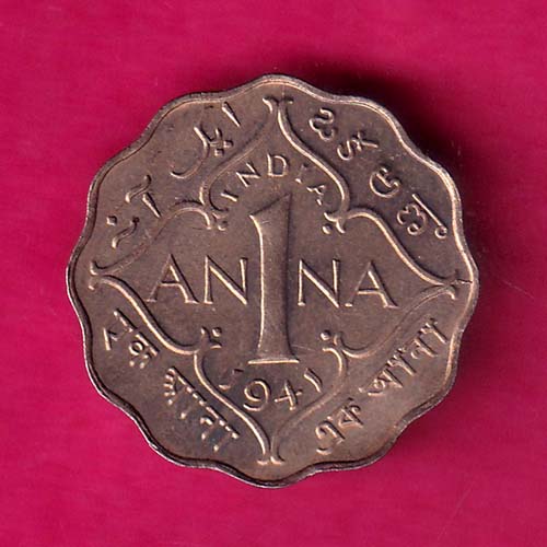 british india 1941 one anna george vi coin :-@hub4841