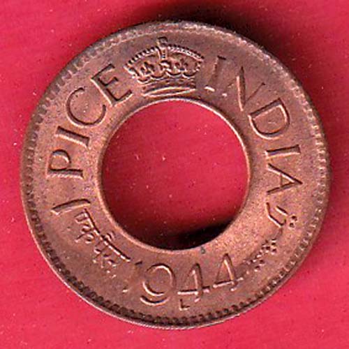 British india king bombay mint george vi 1944 one pice beautiful copper Coin- oo5449
