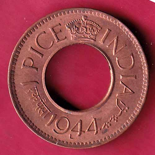 British india king george vi lahore mint 1945 one pice beautiful copper coin–@HUB1830