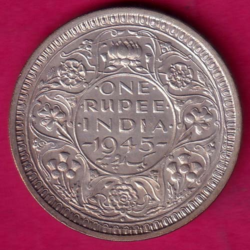 BRITISH INDIA 1945 BOMBAY MINT GEORGE VI ONE RUPEE SILVER COIN :- OO1264