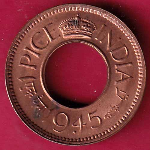 British india king bombay mint george vi 1945 one pice beautiful copper Coin–@HUB2307