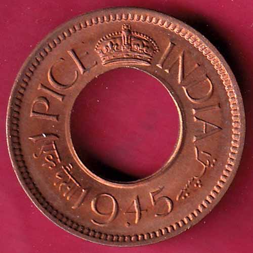 British india king bombay mint george vi 1945 one pice beautiful copper Coin - S2365