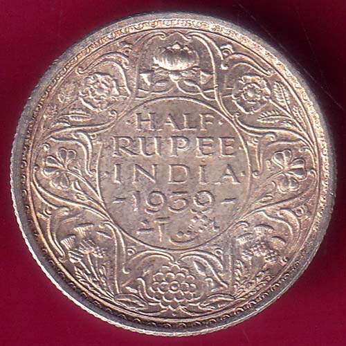 UNC British India 1939 George vi King Emperor HALF Rupee–@HUB3233