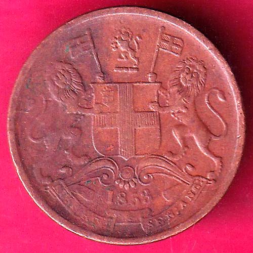 ESAT INDIA COMPANY 1853 1/2 PICE COPPER COIN–@HUB2019