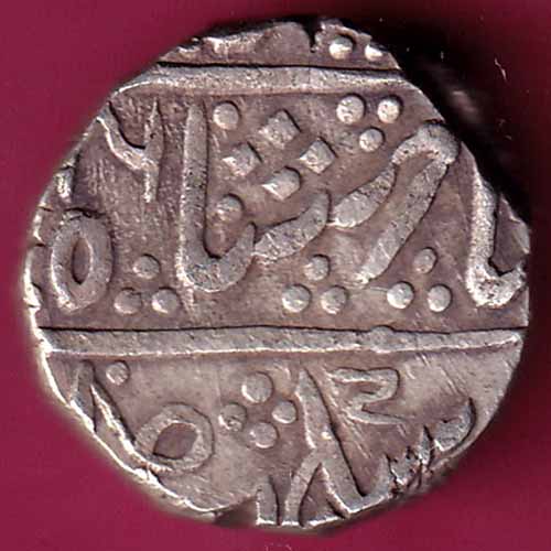 INDORE STATE SUN FACE INO SHAH ALAM II MALHAR RAO ONE RUPEE SILVER COIN  :- S2687