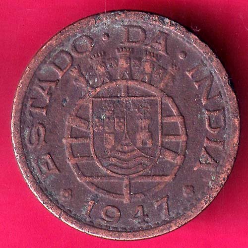 Portuguese India 1 Tanga 1947 Rare Copper Coin–@HUB3254