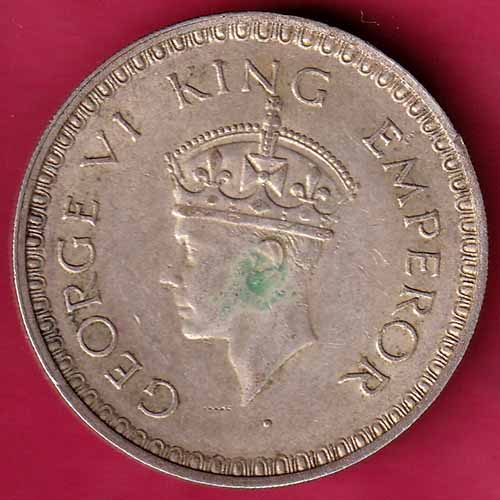 British India 1943 BOMBAY MINT George Vi ONE Rupee Rare Silver coin - S1412
