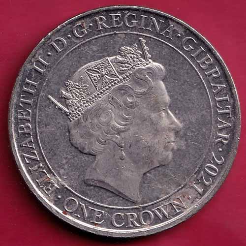 Elizabeth II D.G. Regina Gibraltar 2021 One Crown  