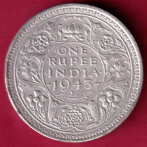 British India 1943 BOMBAY MINT George Vi ONE Rupee Rare Silver coin–@HUB2265