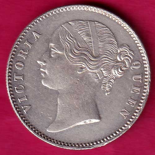 EAST INDIA COMPANY 1840 DIVIDED LEGEND VICTORIA QUEEN ONE RUPEE SILVER COIN–@HUB1938