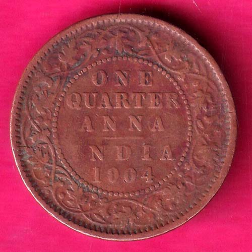 BRITISH INDIA 1904 EDWARD VII ONE QUARTER ANNA COIN  :- OO1674