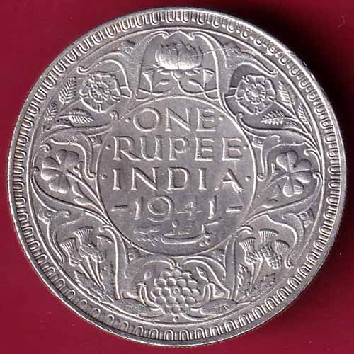 BRITISH INDIA 1941 BOMBAY MINT GEORGE VI ONE RUPEE BEAUTIFUL SILVER COIN  –@HUB2395