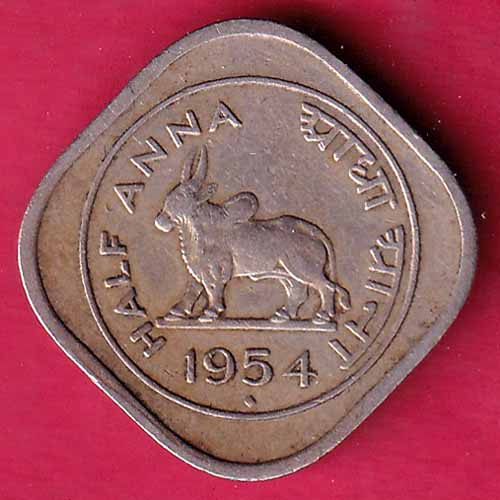 Government of India 1954 Half Anna :- S2372