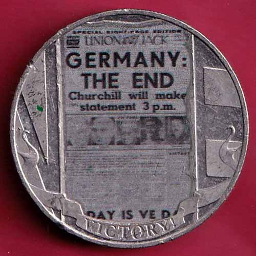 2020 ELIZABETH II GIBRALTAR unc ONE CROWN VE-DAY VICTORY GERMANY THE END -VA218