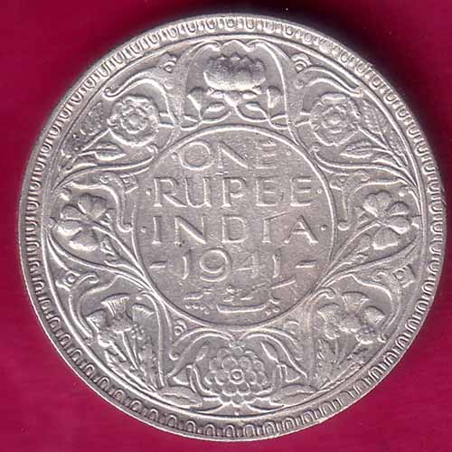 BRITISH INDIA 1941 BOMBAY MINT GEORGE VI ONE RUPEE BEAUTIFUL SILVER COIN  –@HUB3653
