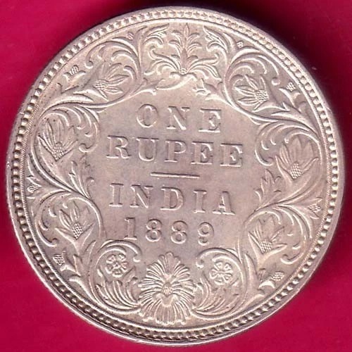 BRITISH INDIA 1889 VICTORIA EMPRESS ONE RUPEE BEAUTIFUL SILVER COIN–@HUB5882