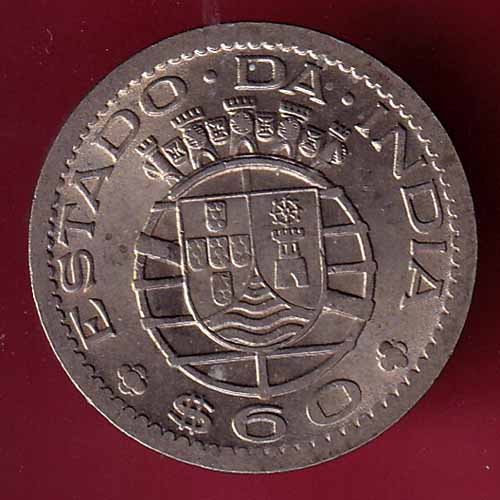 PORTUGUESE INDIA GOA 60 CENTAVOS 1958 COIN–@HUB1645