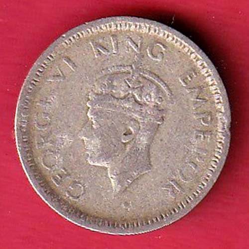 British India 1943 BOMBAY MINT George Vi 1/4 Rupee Silver coin :- OO3651