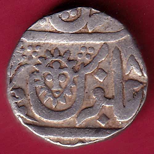 INDORE STATE SUN FACE INO SHAH ALAM II MALHAR RAO ONE RUPEE SILVER COIN :- S2510