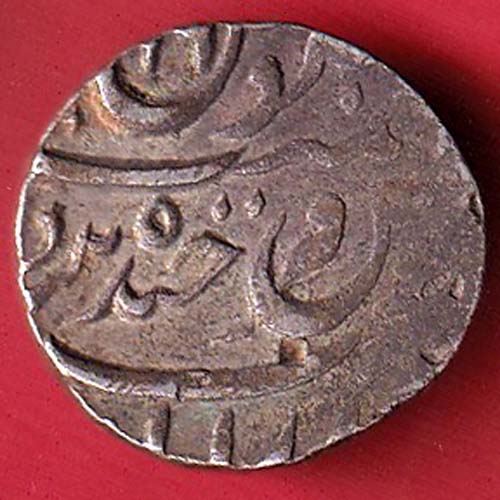 Hyderabad State Asaf Jah, Nizam al-Mulk at bottom of flan the Hejira date in Hyerbad numerals One Rupee Rare Silver Coin–@HUB5301