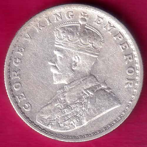 British India 1915 George v One Rupee silver coin –@HUB2637