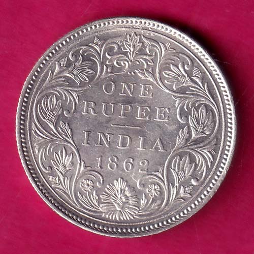 BRITISH INDIA 1862 VICTORIA QUEEN ONE RUPEE BEAUTIFUL SILVER COIN :-@hub4840