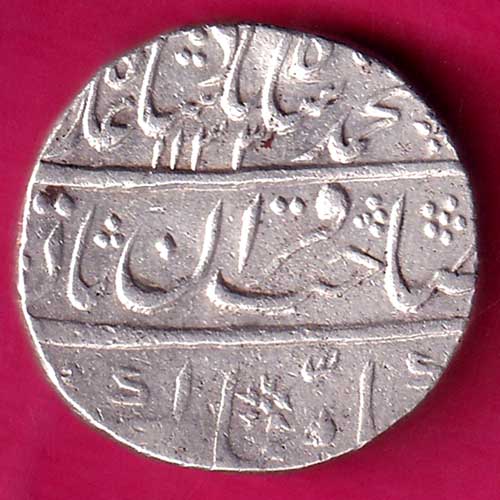 Mughals Muhammad Shah Shahjahanabad mint 1 Rupee Silver Coin :- OO293