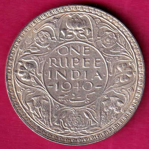 BRITISH INDIA 1940 BOMBAY MINT GEORGE VI ONE RUPEE BEAUTIFUL SILVER -GB60