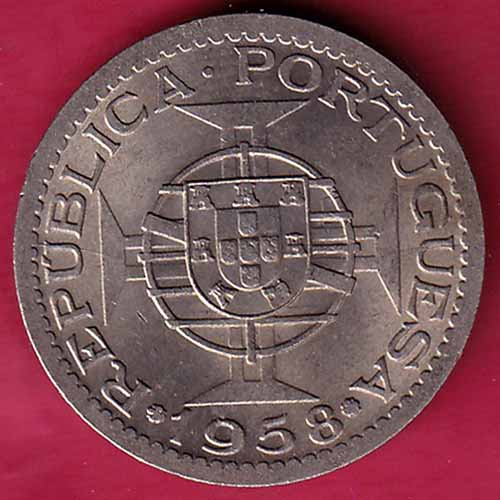 PORTUGUESE INDIA GOA 60 CENTAVOS 1958 COIN :- S2182