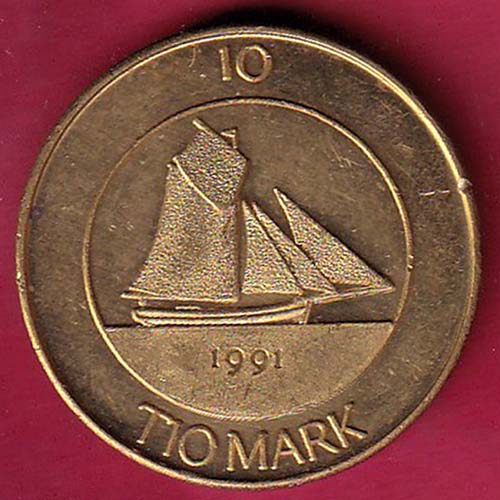 Finland 10 Markkaa Aland 1991 tio deler tio mark :- oo2203