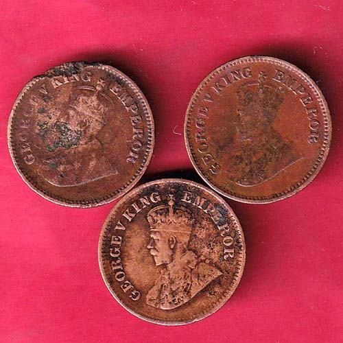 BRITISH INDIA 1915/1914/1925 1/2 PICE GEORGE VI COPPER COIN :-OO2393