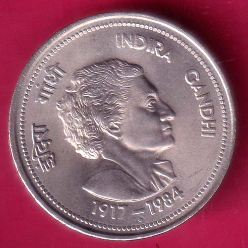 Republic India Indira Gandhi 1917-1984 5 Rupee Coin–@HUB5732